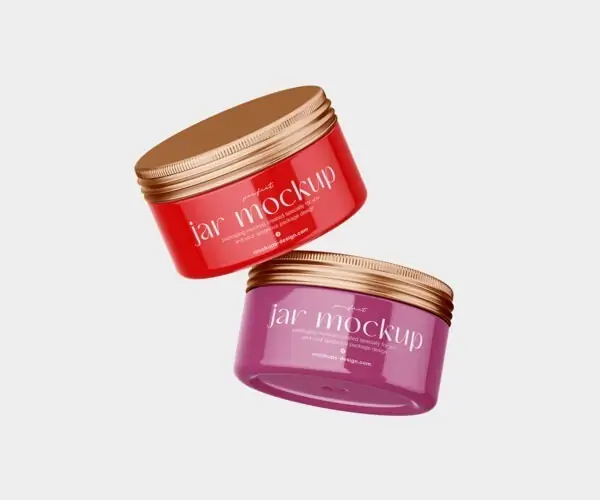 Free Cosmetic Glass Jar Mockup (PSD)
