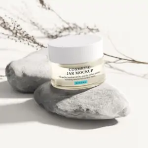 Free Cosmetics Transparent Jar Mockup (PSD)