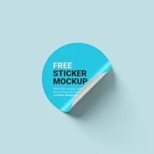 Free Round Sticker Branding Mockup (PSD)